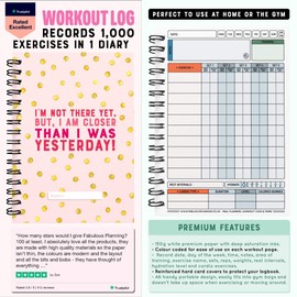 Workout Log Gym - XL & XS Gym, Fitness, and Training Diary - Set Goals, 1000 Exercises, Track 100 Workouts and Record Progress, Premium Diary. (X-SMALL (A6), Pink "...Not There Yet")