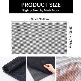 CABODYALS - Tela de malla negra de 59 pulgadas de largo, 29 pulgadas de ancho, tela de costura transpirable y transparente, tela suave de poliéster para costura, accesorios de decoración, bolsas de