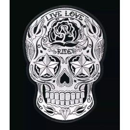SUGAR SKULL LADIES EMBROIDERED 8 INCH BIKER PATCH