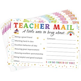 wootile Rainbow Happy Mail Classroom Good Behavior Incentive Motivational Cards, 50 Pcs Positive Postcards for Home, Preschool, Kindergarten, Elementary School