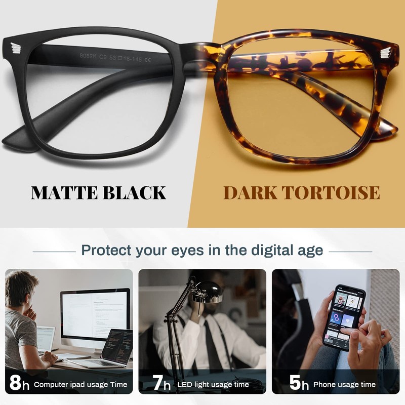 livho 2 Pack Blue Light Blocking Glasses, Computer Reading/Gaming/TV/Phones Glasses