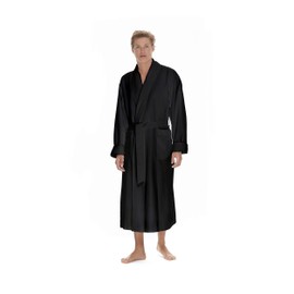 Boca Terry Mens Plush Robe, Big & Tall Bathrobe for Men, Warm Luxury Microfiber Robe - 4X Large, Black
