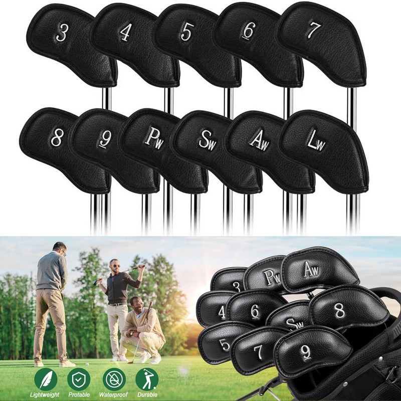 KFYIOE Golf Iron Head Covers (12-Pack) Synthetic Leather Waterproof Club