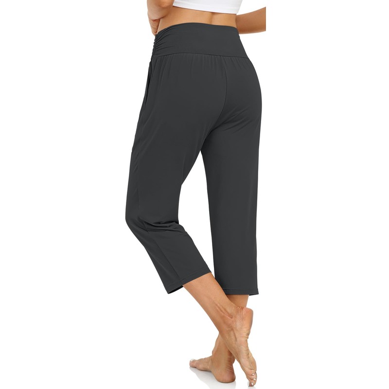 UEU Women's Plus Size High Waisted Capri Casual Summer Loose
