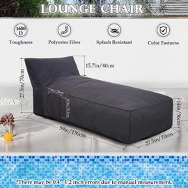 MOLACHI Chaise Lounge Sofa Chair, Outdoor Lounger Couch Sofa, Foam Filling Day Bed Furniture Lazy Sofa for Outside, Water-Resistant Seating Lounge Chair, Dark Grey