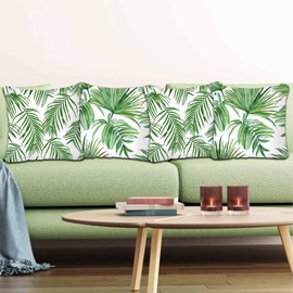 Betadistor Set of 4 Cushion Covers 18x18 Inch Tropical Leaves Pillow Cases, 45 x 45cm Decorative Thorw Pillow Covers, Sofa Pillowcases for Bedroom Office Car Home Decor, Tropical Leaves, 510-0196