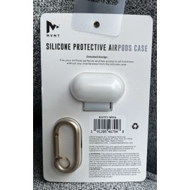 MVMT Airpods Silicone Protective Case Carabiner Supports Wireless Charging White
