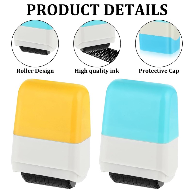 2 Address Blocker Stamp,Confidential Roller Stamp,Identity Theft Protection Roller Stamp,Can