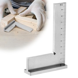 Fentar Engineer's Square, Precise 90° Try Square Made of Solid Carbon Steel, Small Carpenter's Square, Engineer's Square with Stop and Scale, DIN875 Precision Angle for Woodworking Model Making