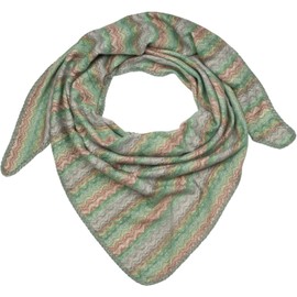 styleBREAKER 01020051 Women's XXL Triangular Scarf with Zigzag Woven Pattern, Multicoloured Triangular Scarf, Soft and Warm, Green-lime green-brown