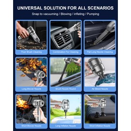 VNOST Car Vacuum,3 Suction Modes,Portable Mini Cordless Cleaner with 21000pa Suction Power,Type-C Charge,Handheld Vacuum for Home,Car, Office Desk, Keyboards(Light Silver)