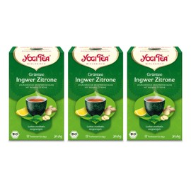 Yogi Tea - Green Tea Ginger Lemon, Ayurvedic Organic Spice and Herbal Tea, Mix of Green Tea, Ginger and Lemon, Yogi Tea Pack of 3, 3 x 17 Bags (51 Tea Bags Total), Ideal as a Gift