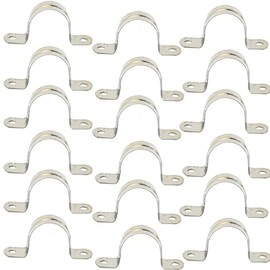 MACHSWON Pack of 20 Pipe Band Clamp 42 mm 304 Stainless Steel Pipe Clamps U-shaped Pipe Straps Saddle Clip Two Hole Pipe Band Tension Clips U Pipe Ring Hose Clamp