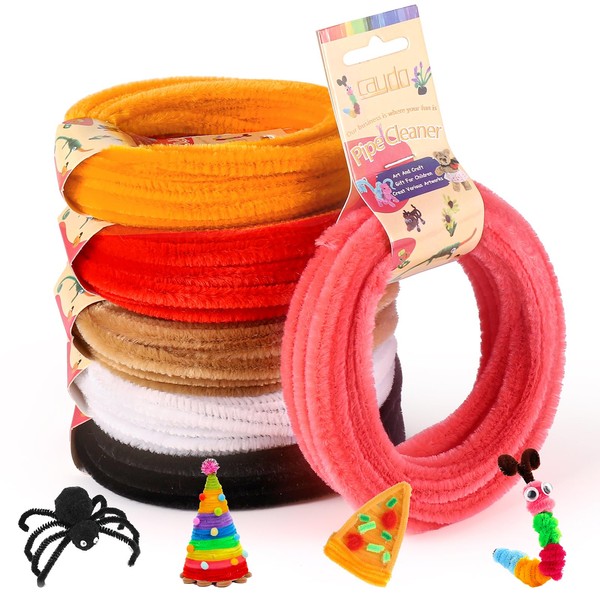 Caydo Christmas Coil Pipe Cleaners 6 Colors Pipe Cleaners Craft in 32.8FT Chenille Stems for Kids Creative DIY Projects and Decoration (6 Rolls Total 196 feet)