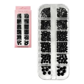 Media Perla Base Plana Para Uñas Manualidades Color Negra                                                                                             
