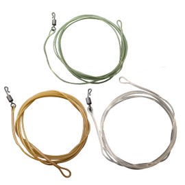 CARP ON - 1m/100cm 30lb CARP LEADER Line - Tungsten Infused Fluorocarbon Quick Link Swivel - Sinking Design - (Basic - Which includes Quick Link Swivel, Camo Green) [37-9010]