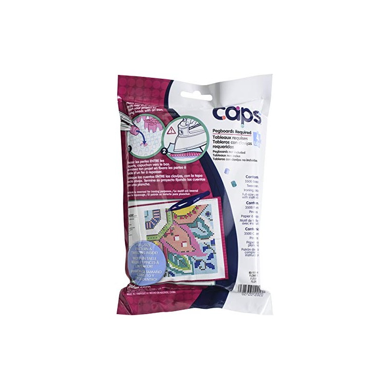 Perler 80-11144 Solid-Top Cap Fuse Beads, 3505pcs, Flower Pattern Kit