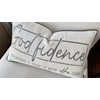 MANOJAVAYA Godfidence Embroidered Pillow Cover - 12x20 Inch Ivory Cotton