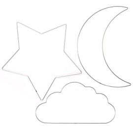 Vaessen Creative Metallringe 32 cm x 3 mm Stern, Mond, Wolke zum Basteln - 3 Stück Drahtkreis Silber und Deko Kranz Metall für TrockenblumenKranz, Makramee, Traumfänger, Mobile Basteln und Wanddeko