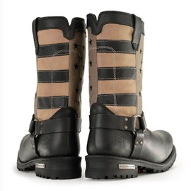 Milwaukee Leather Men's Stars and Stripes Black with Tan Motorcycle Rider Harness Boots MBM9045-15