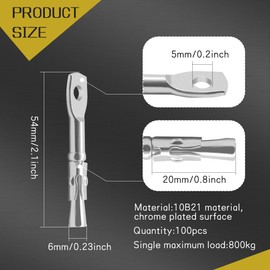 100Pcs Tie Wire Eye Bolt Concrete Wedge Anchor Cement Concrete Wall Anchor Galvanized Carbon Steel Heavy Duty Fastener Expansion Anchor for Ceiling Joists Hanging Hammocks Swing Chairs