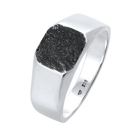 Kuzzoi Signet Ring Men's Ring Square Matt Oxidised in Solid 925 Sterling Silver, Classic Men's Silver Ring 11 mm Wide, Band Ring for Men in Ring Size 60 – 66, 0603521921, Sterling Silver