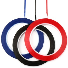 H&S Self Adhesive Draping Tape Rolls for White Board - Set of 3 - Non-Magnetic Vinyl Pinstripe Tape for Marking - 3mm x 50m Thin Red, Blue & Black Sticky Whiteboard Tape Line