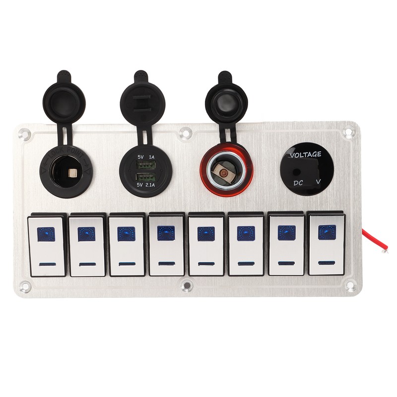 Rocker Switch Panel 8 Gang 12‑24V 5 Pin Blue Light