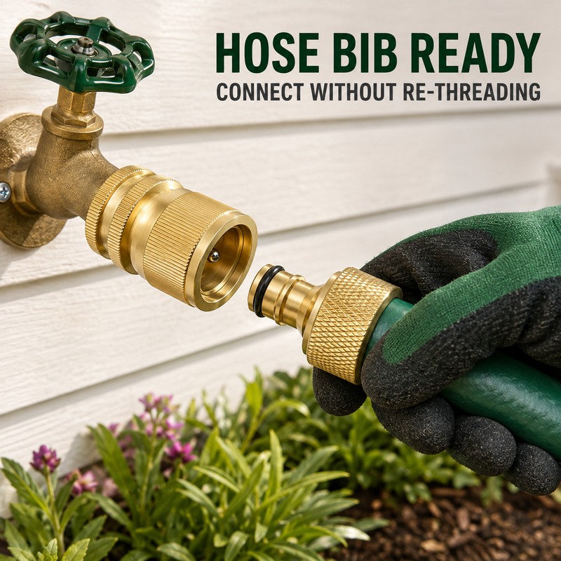 3/4-Inch Brass Garden Hose Quick Connect Fitting Set