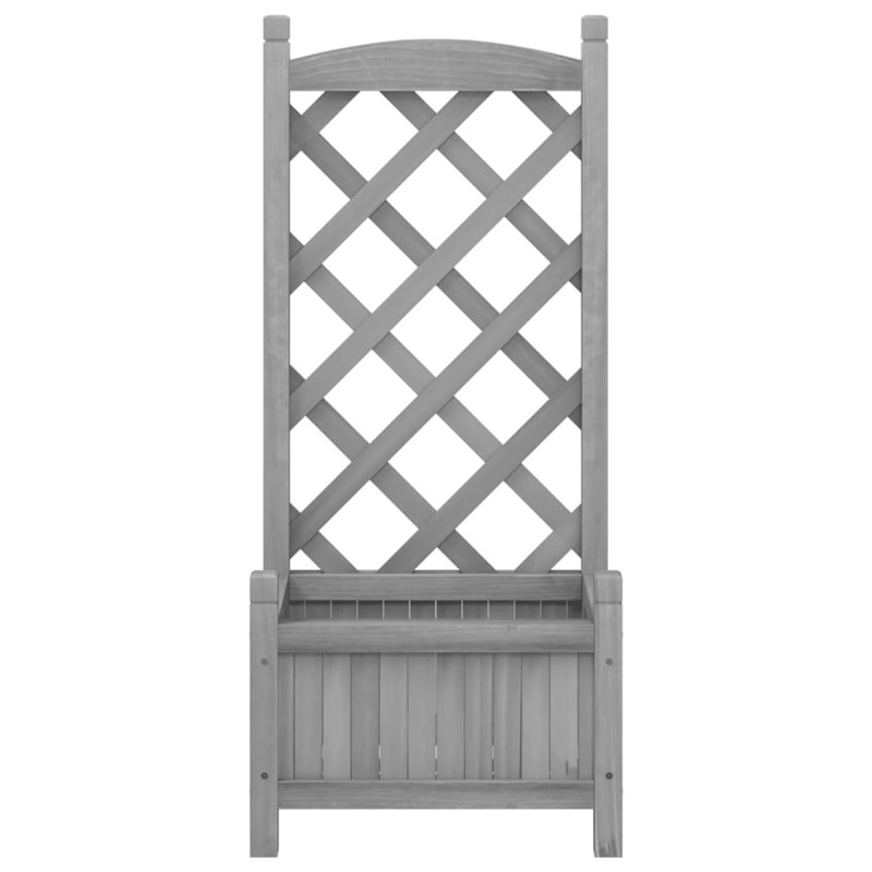 Gecheer Planter with Trellis Gray Solid Wood Fir