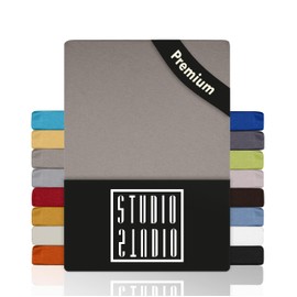 STUDIO Fitted Sheet 90 x 200 cm - 100 x 200 cm, Made in Green, 100% Cotton, Made in the EU, Brand Quality, Flat Sheet 90 x 200 - 100 x 200 - Taupe
