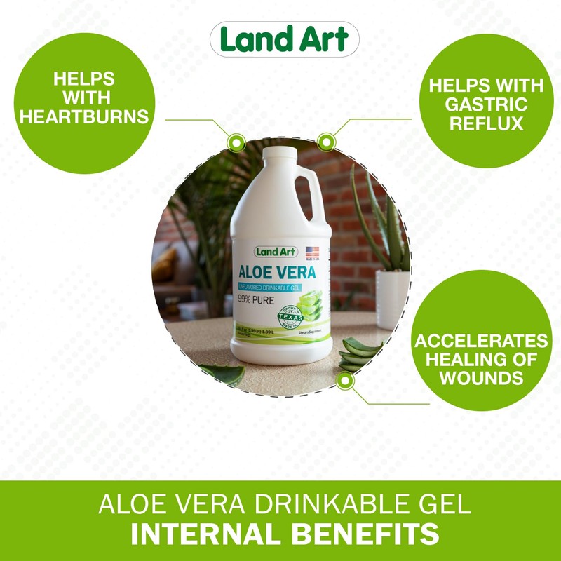 Organic Aloe Vera Drinkable Gel for Heartburn & Acid Reflux