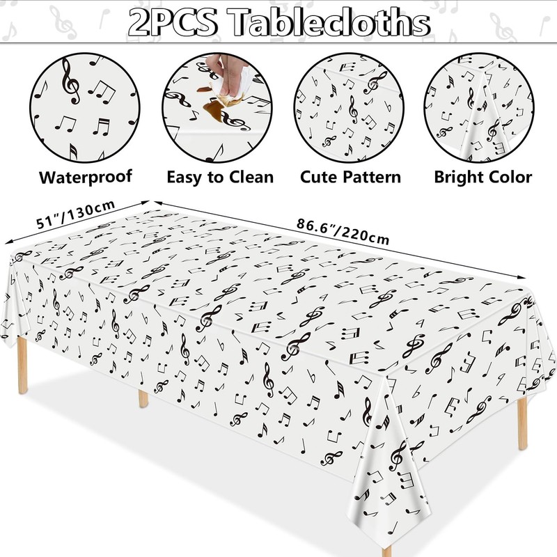 Hegbolke 2 Pack Musical Notes Tablecloths 54 x 108Inch Reusable