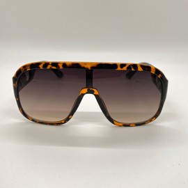 Women Sunglasses Fashion Designer Oversized Tortoise Frame Brown Lens Shield New