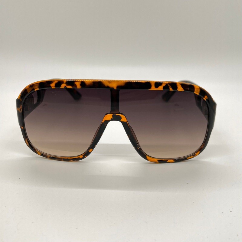 Women Sunglasses Fashion Designer Oversized Tortoise Frame Brown Lens Shield