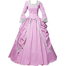Jeufoin Womens Marie Antoinette Costume Dress Victorian Dresses Rococo Ball Gown 1800s Dress L Pink