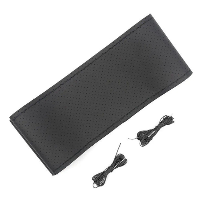 Funda Para Volante Perforada Negro Piel Genuina De 38cm