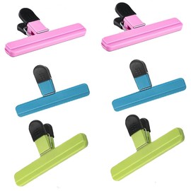 6 Pack Heavy Duty Bag Clips - Large Food Storage Clips for Chips, Snacks, Seal Bags - Durable Plastic Sealing Clips for Home, Office (3.5 x 6 Inch)
