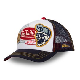 Von Dutch Mens & Women Trucker Cap Adjustable Snapback Cap Blue White Red TU White One Size, White