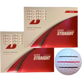 Hapiraki Golf Line Bridgestone Super Straight Super Straight 2025 Model with Line (White 2 Dozen _ 3 Lines)