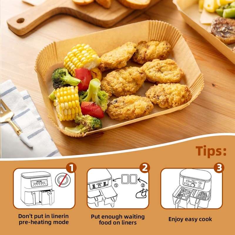 HONYAO Air Fryer Paper Liners for Dual Zone Airfryer, 200pcs