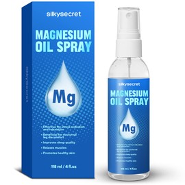 SilkySecret Magnesium Oil Spray (4 Fl,Oz), Mineral 0il, Magnesium Oil for Feet, Easing Muscle Tightness, Muscle Relaxation, Relieve Discomfort, Fosters Serene Rest, Maintain Skin Wellness