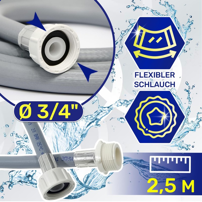 Inlet Hose Extension for Washing Machine and Dishwasher 2.5 m