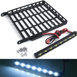 MORLORDY Stainless Steel RC Roof Rack Luggage Rack with LED Light Bar Screw Set for 1/24 RC Crawler Car Accessories SCX24 Upgrades Gladiator AXI00005 Parts