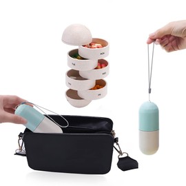 FOREVERIE Cute 7 Day Pill Organizer, Airtight Travel Pill Box Organiser, Moisture Proof Weekly Pill Case, Biodegradable Pill Dispenser, Portable Daily Pill Planner for Outdoor Travel Camping