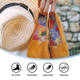 No Show Socks for Women, Shoe Inserts,Sockless,Anti Odor No Slipping,Washable Barefoot Inner Soles for Women,Peony Print,Size 6-9