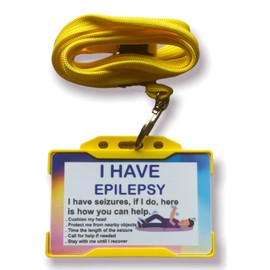 Epilepsy Awareness - I Have Epilepsy Disability ID Card & Yellow Lanyard/Card Holder