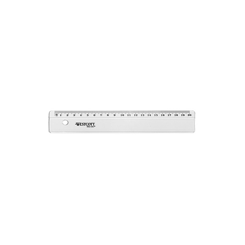 Westcott E-10151 BP-I Plastic Ruler 20 cm Transparent Pack of