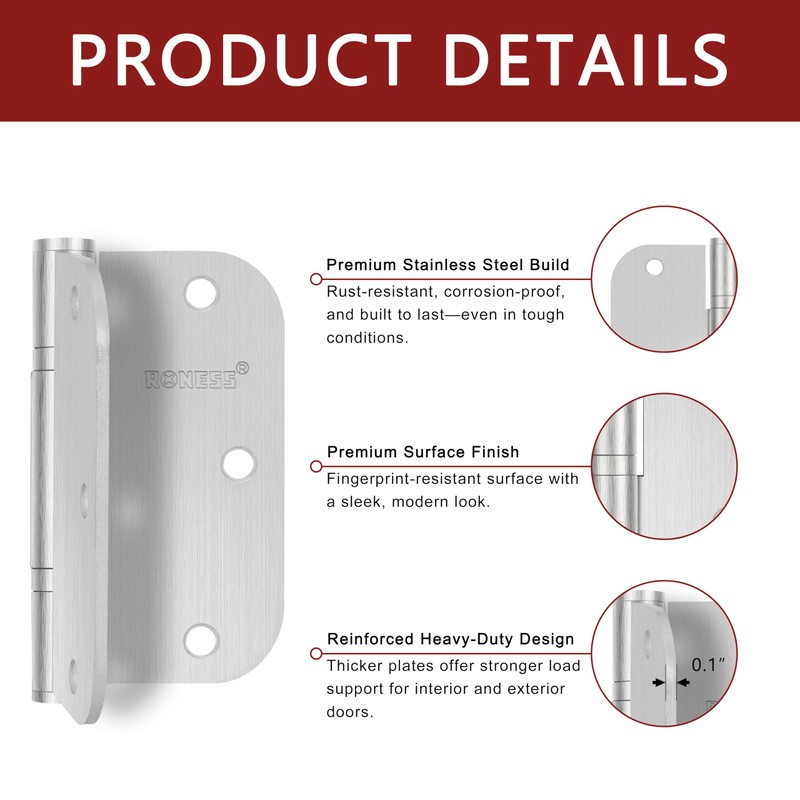 24 Pack Door Hinges 3.5'' Premium Stainless Steel Door Hinges