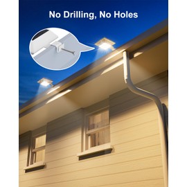 4 Pack Solar Powered Gutter Lights Outdoor Decorative Waterproof 12 LEDs Yard Lamp for Fence, Railing, Outside Wall, Deck, Garden, Path, Backyard, Walkway, Patio, No Drilling Installation (Warm White)